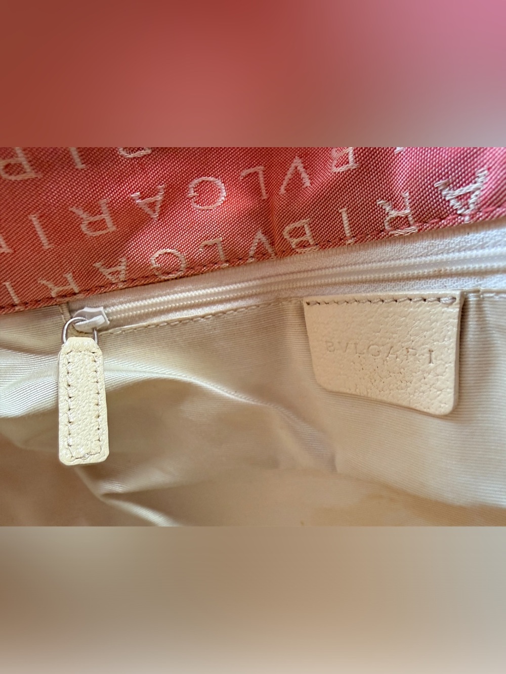 BVLGARI Bulgari Logomania Pink Canvas Tote with Cream Straps - Picture 15 of 15